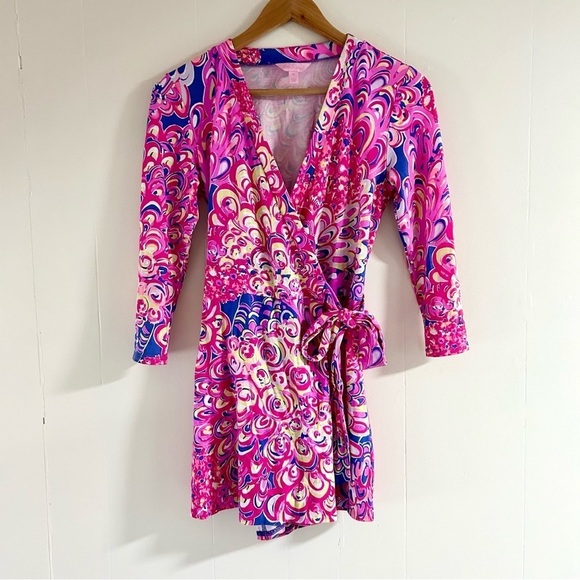 Lilly Pulitzer Karlie Wrap Romper in Iris Pop Up Lilly's Lagoon sz‎ XS - Picture 3 of 5